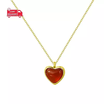 Heart Necklace Carnelian Necklace For Girls Gold Heart Necklaces For Women As V • $19.43