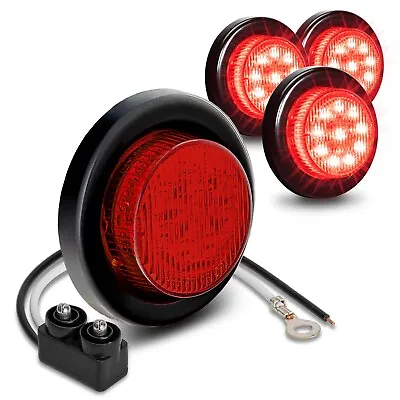 4pc 2-Inch DOT Red Round Trailer LED Marker Lights W/ Grommet For Truck • $19.99