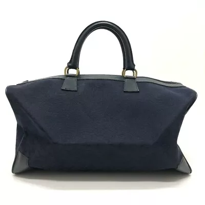 CELINE CMacadam Carriage Vintage Hand Bag Duffle Bag Canvas/Leather Navy • $228