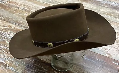 Vintage Resistol Stagecoach Cowboy Hat Size 7 1/4 Brown Leather Band • $52.95