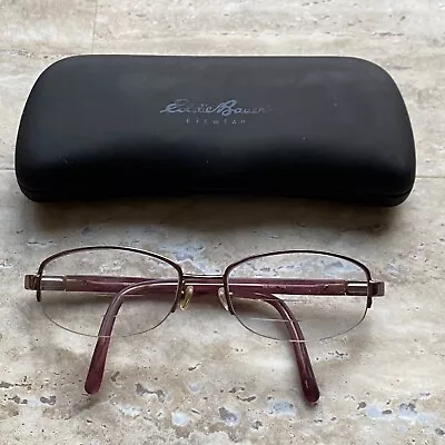 Eddie Bauer Prescription Eyeglass Frames CL724 135 Cranberry And Hard Case • $15.99