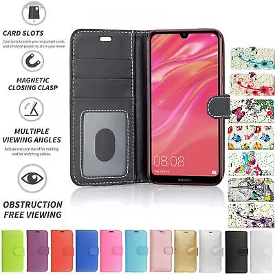 For Huawei Y7 2019 Case Cover Flip Folio Leather Wallet Credit Card Slot • £4.99