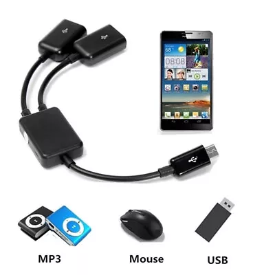 Micro USB / Type C To 2 OTG Dual Female USB Port HUB Cable Y Splitter AdaptY=t= • $2.95