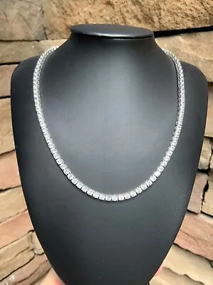 Sterling Silver Tennis Necklace CZ Cubic Zirconia • $175