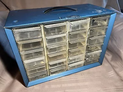 Vintage 24 Drawer Akro Mils Blue Metal Parts Storage Cabinet • $34