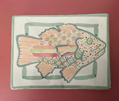 MacKenzie Childs Tile Trivet Fish Story Hot Plate Or Art 8x6 Victoria & Richard • $125