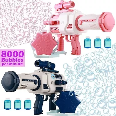 Bubble Gun Machine And Carrying Case 8000 Bubbles Per Min Telescope LED Lights • $19.99