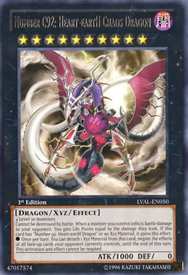 Number C92: Heart-eartH Chaos Dragon Rare Legacy Of The Valiant Yugioh Card • $4.95