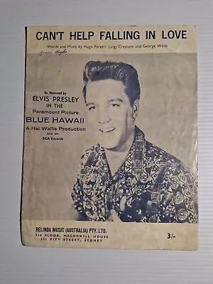 Elvis Presley - Can't Help Falling In Love Rare 1961 Oz Sheet Music • $14.95