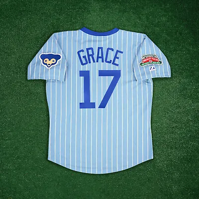 Mark Grace Chicago Cubs Men's 1970's Wrigley 100th Blue Away Cooperstown Jersey • $139.99