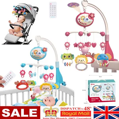 New Baby Musical Crib Bed Bell Cot Mobile Stars Dreams Light Nusery Lullaby Toys • £16.59