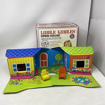 Vintage 1968 Mattel Liddle Kiddles Open House Doll Playhouse Foldable Incomplete • $42.49