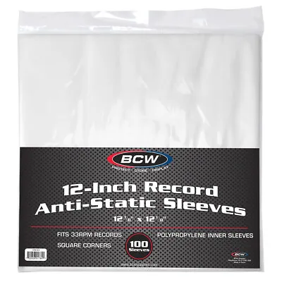 BCW Anti-Static Polypropylene 12  Record Album Inner Sleeves - 100 Ct • $20.88