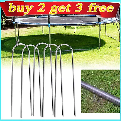 Heavy Duty Trampoline U-Shaped Metal Wind Stake Pegs Tent Ground Anchor 2+3FREE • £2.34