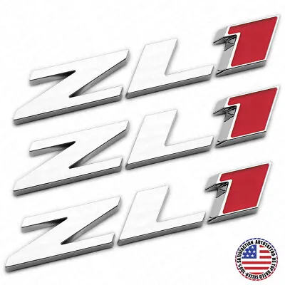 3x Camaro Hood & Rear Bumper ZL1 Nameplate Logo Sport Emblem Decorate Chrome Red • $59.99