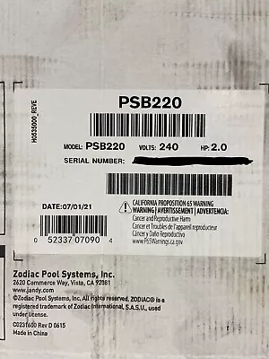 Zodiac Jandy Pro Series 2HP 240V Quiet Pool Spa Hot Tub Blower PSB220 • $332.10
