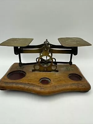 1940-50s? VINTAGE ENGLISH BRASS POSTAL LETTER BALANCE SCALES • $43.16