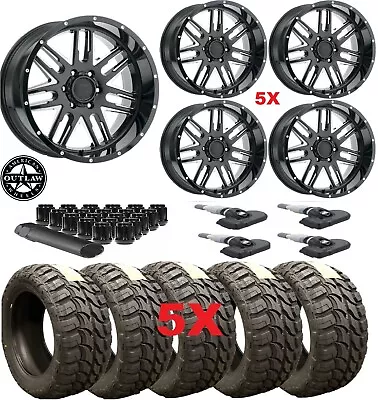 Gloss Black Milled Wheels Rims 33 12.50 20 Tires Package Mt Mud 5 American 12 • $2795