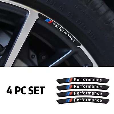 4pcs M Performance Car Wheels Rims Stickers Black Badge Emblem Decor • $13