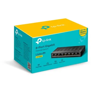 TP-Link LS1008G8Port Gigabit Ethernet Network Switch Wall/Desktop Mount Splitter • £23.99