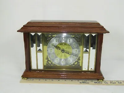 Vintage Ansonia Gold Medallion Mantle Clock #1345 C Bevelled Mirror AA Battery • $245.95