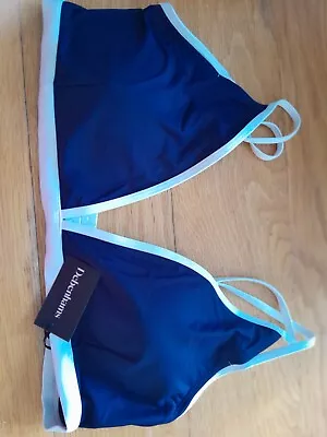 Debenhams Classic Navy White Nautical Look Bikini Top Bnwt 22 Removable Pads... • £7.99