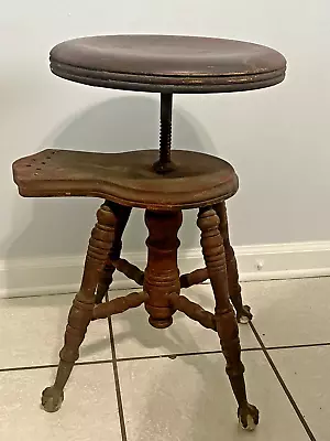 Antique Adjustable Piano Chair Stool Charles Parker Co. Meriden Ct - For Restore • $99.99