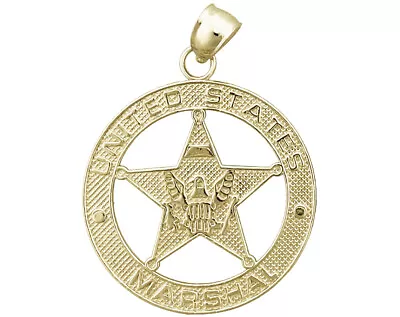 New 14K Gold United States Marshal Badge Pendant • $551.33