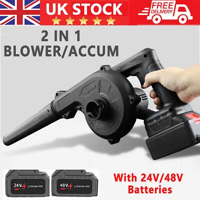 2-in-1 Cordless Leaf Blower 48V Garden Air Blower Suction & Vacuum With Battery • £18.58