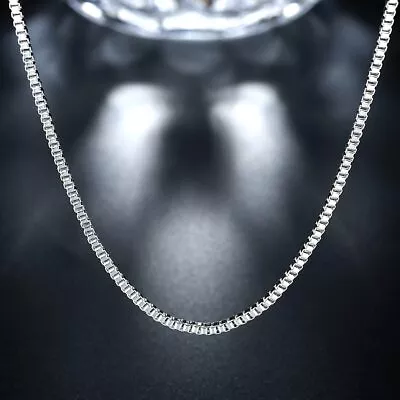 925 Sterling Silver Necklace 16-24 Inches Fine 2MM Box Chain For Man Women • $1.97