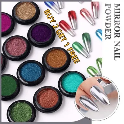 Nail Mirror Powder Dust Purple Metal Effect Nail Art Chrome Pigment Decoration • $5.60