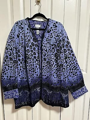 Maggie Barnes By Catherines Quilted Reversible Open Front Jacket Size 5X 34-36W • $22.99