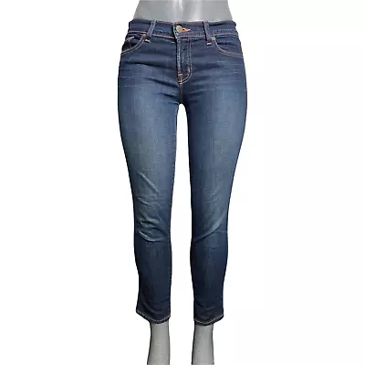 $198 J Brand Cropped Womens Jeans Tag 28 Blue Slim Fit Low-Rise Dark Wash Denim • $19.99