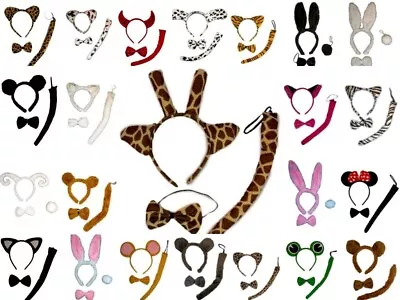 $5.75 • Buy 3 Piece Animal Set Costume Dress Up Party Bowtie Tail Ears Baby Kids Adults