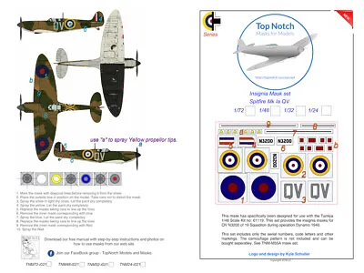 TopNotch Spitfire Mk 1a QV - N3200 Insignia Vinyl Mask Set • £15.75
