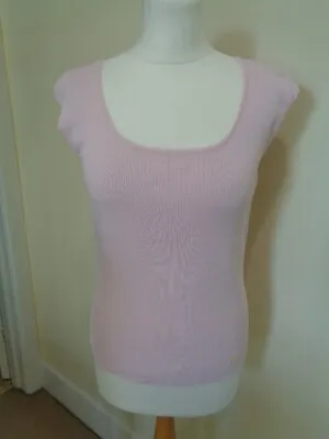 £35 • Buy Luisa Spagnoli Pale Pink Scoop Neck Cap Sleeve Jumper - Size Medium