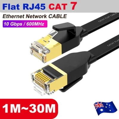 $7.95 • Buy CAT7 RJ45 10Gbps Ethernet Network Lan Cable Flat Shielded Patch Lead Lot