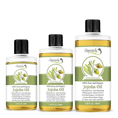 Jojoba Oil 100% Pure Organic Cold Pressed Premium 30ml 50ml 100ml Certified  • £9.99