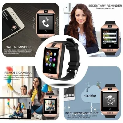 2019 NEW Q18S Bluetooth Smart Phone Wrist Watch For Android & IOS * GOLD-BLACK • £31.99