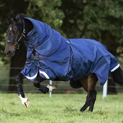 Rambo Optimo 0g Turnout Horse Rug With 400g Liner - Navy/Burgundy/Teal/Navy • £373.46