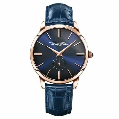 Thomas Sabo WA0212 Rebel Spirit Blue Men's Watch Rose Gold Tone Leather RRP $349 • $365