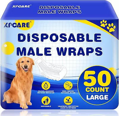 50 Count Disposable Male Dog Diapers Male Dog WrapsSuper Absorbent Leak-Proof  • $29.76