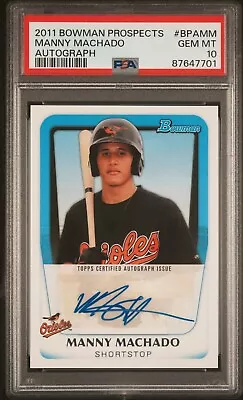 2011 Bowman Prospects Manny Machado #bpamm Rookie Auto Autograph Psa 10 Padres • $199.99