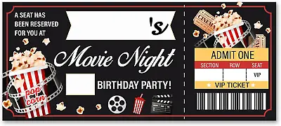 Movie Birthday Party Invitations 20 Pack Movie Theme Ticket Invitations With Env • $14.06