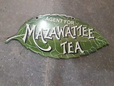  Porcelain Mazawattee Tea Enamel Sign Size 10  X 5  Inches • $97.32