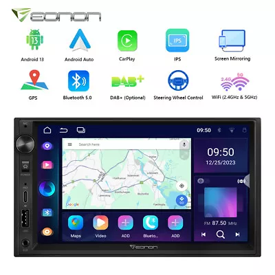 Indash Double 2Din 7  Android 13 Car Stereo GPS Navi Apple CarPlay WiFi FM Radio • $172.57