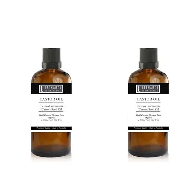 CASTOR OIL 100% ORGANIC - COLD PRESSED HEXANE FREE 2 X 500ml Glass Bottles • $39.95