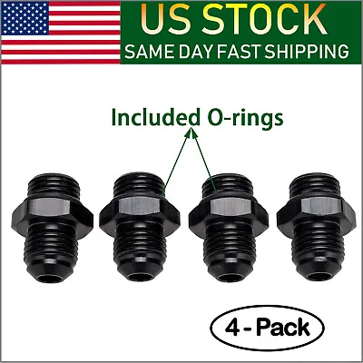 (4-Pack) ORB-6 O-ring Boss AN6 6AN To AN6 6AN Male Adapter Fitting Black • $13.50