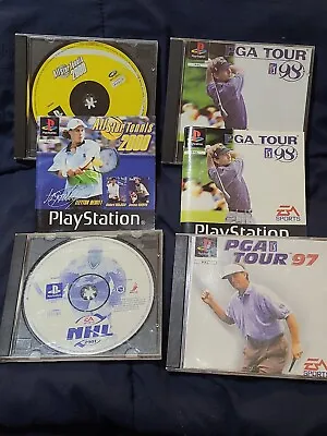 $20 • Buy 4 Ps1 Sport Games - All-stars Tennis 2000, Pga Tour '97 & '98, Nhl 2001