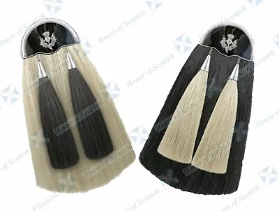 New Original Long Horse Hair Sporran Plain Cantle/bagpipe Piper Kilt Sporrans • £101.99